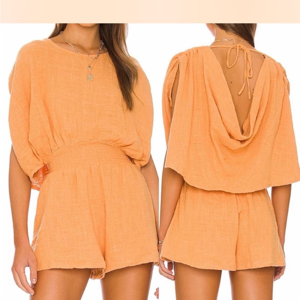 Free People Orange Pietro Romper